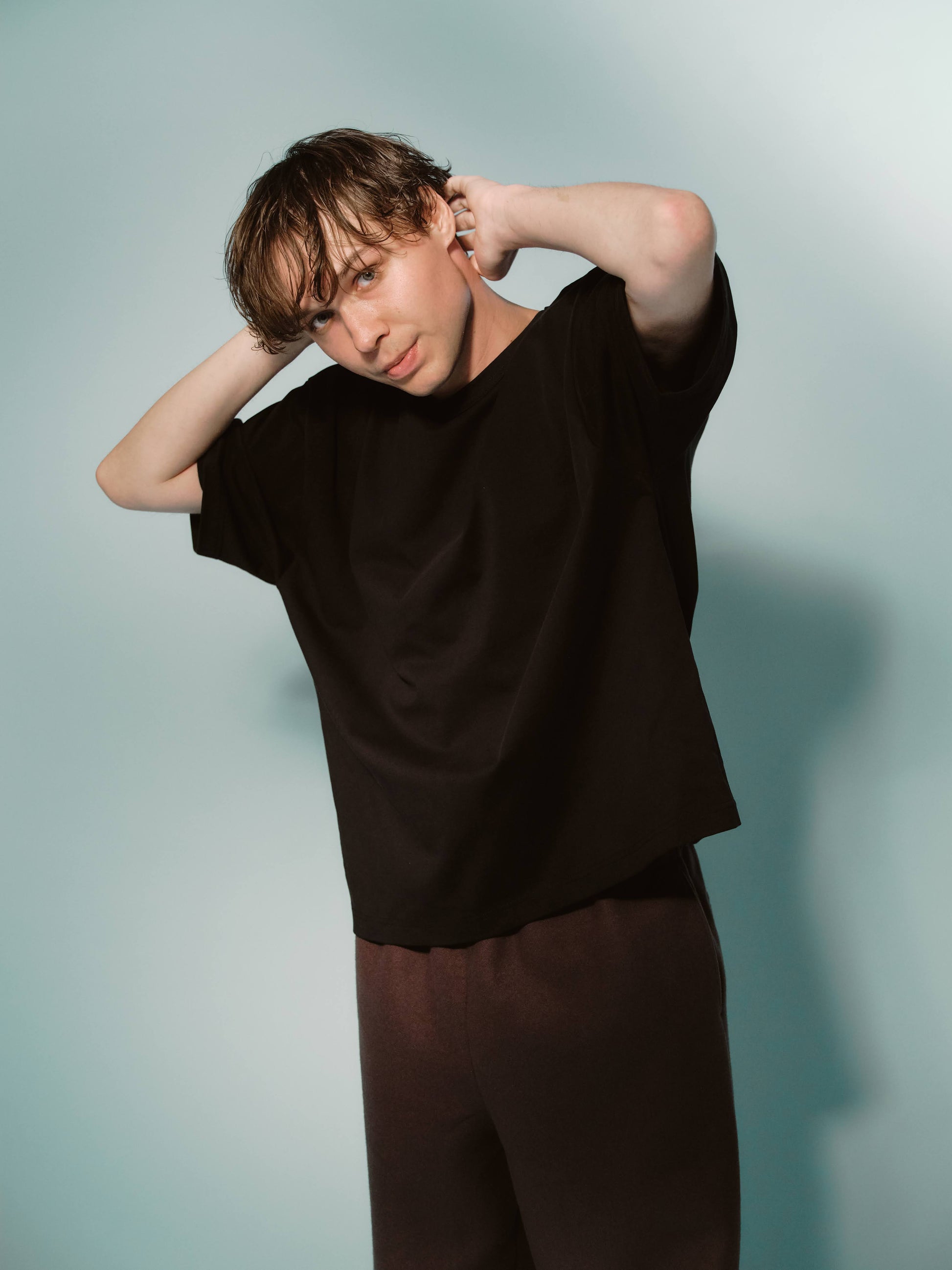 `THE FIRST` cropped T-shirts -M-black